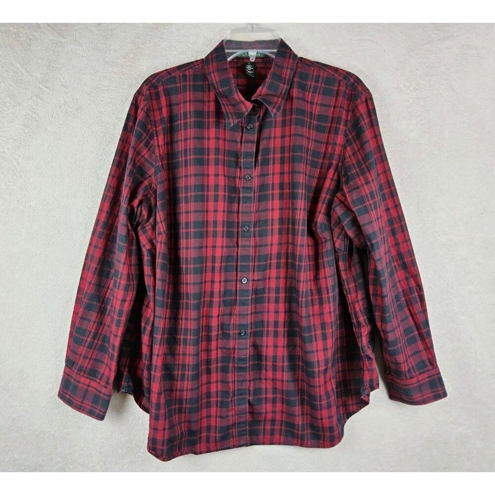 Lauren Ralph Lauren Women's Long Sleeve Button Front Plaid Shirt Size 2X